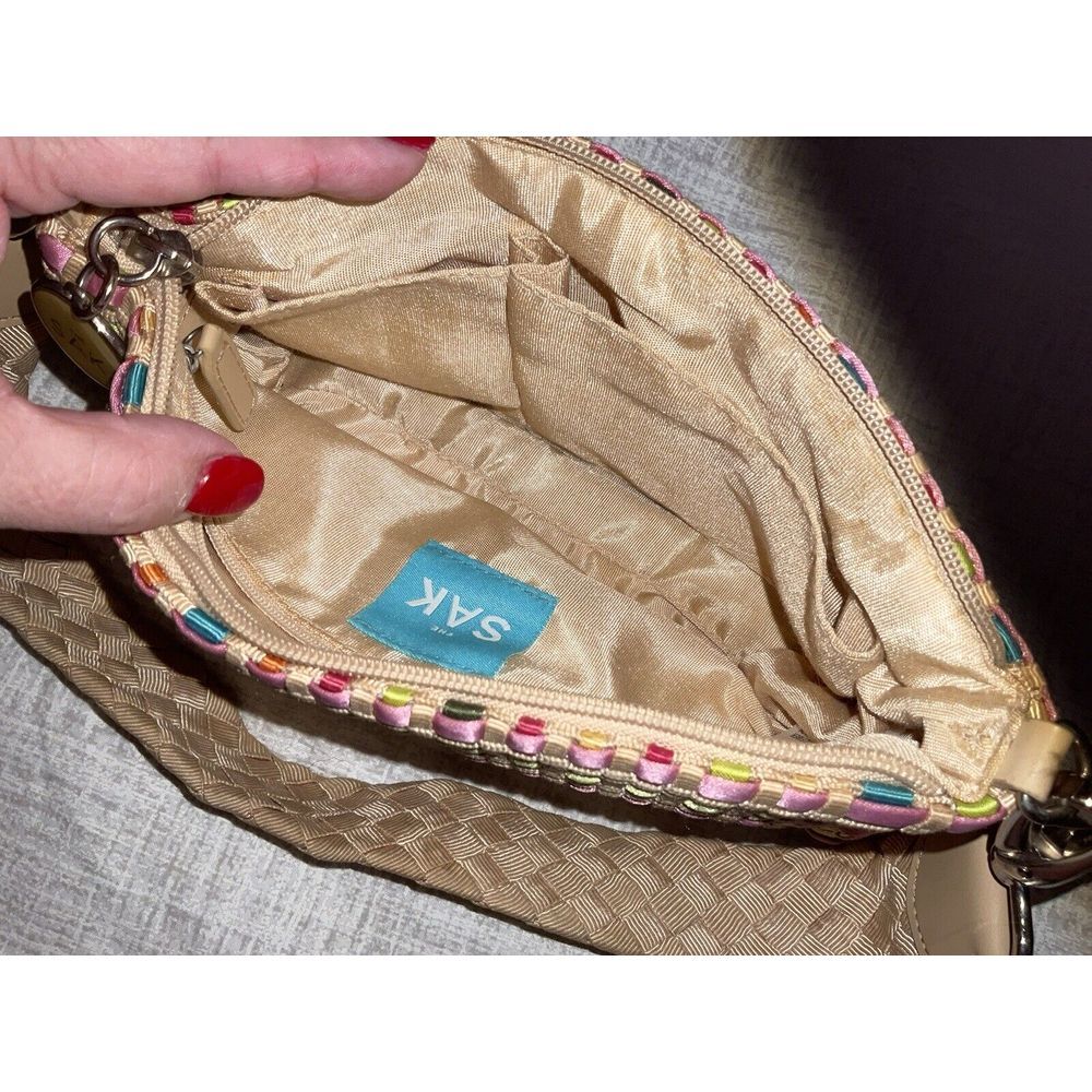 The Sak‎ Spring Bouquet pastel ribbon woven bag purse removeable strap microbag - Picture 8 of 16